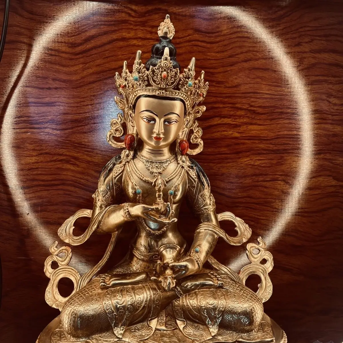 Vajrasado pure copper Tibetan craftsmanship traditional Buddha statue offering ornament one foot