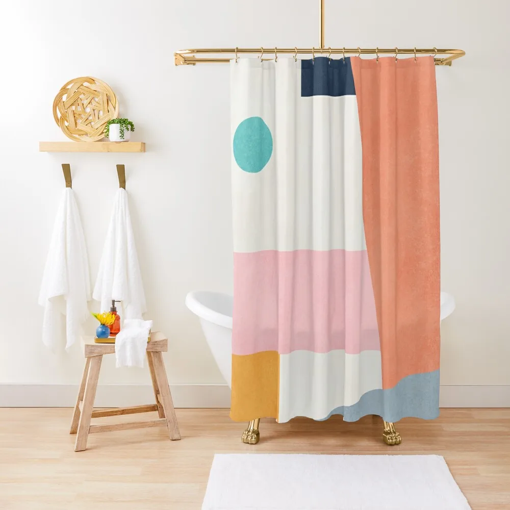

Mid Century Geometric Abstract Shower Curtain Bathroom And Shower Products Bathroom Accessories Window Bathroom Shower Curtain