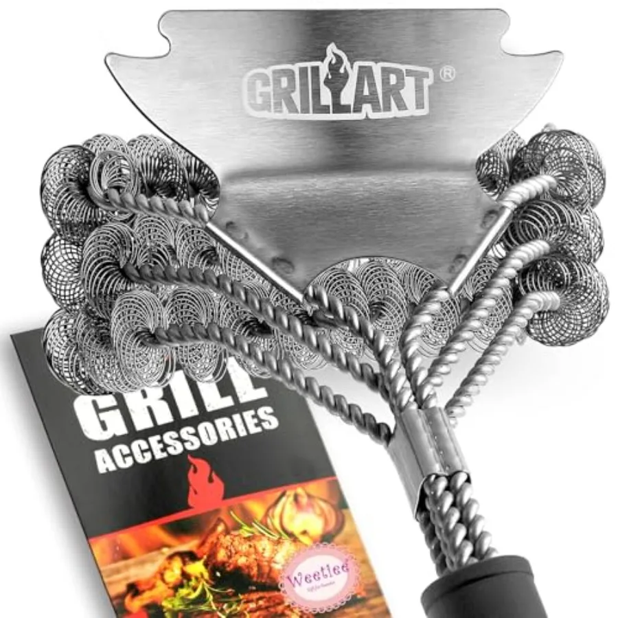 

Grill Brush and Scraper Bristle Free Safe BBQ Brush for Grill 18'' Stainl Grill Grate Cleaner - Safe Grill Accories for Porcela