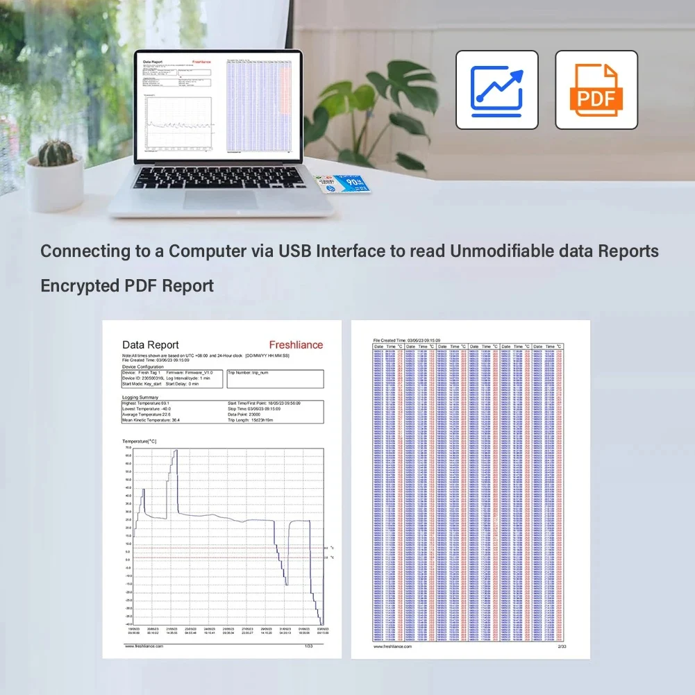 90 Days USB Interface Temperature Logger Data Logger For Warehouse Storage Refrigerated Transport