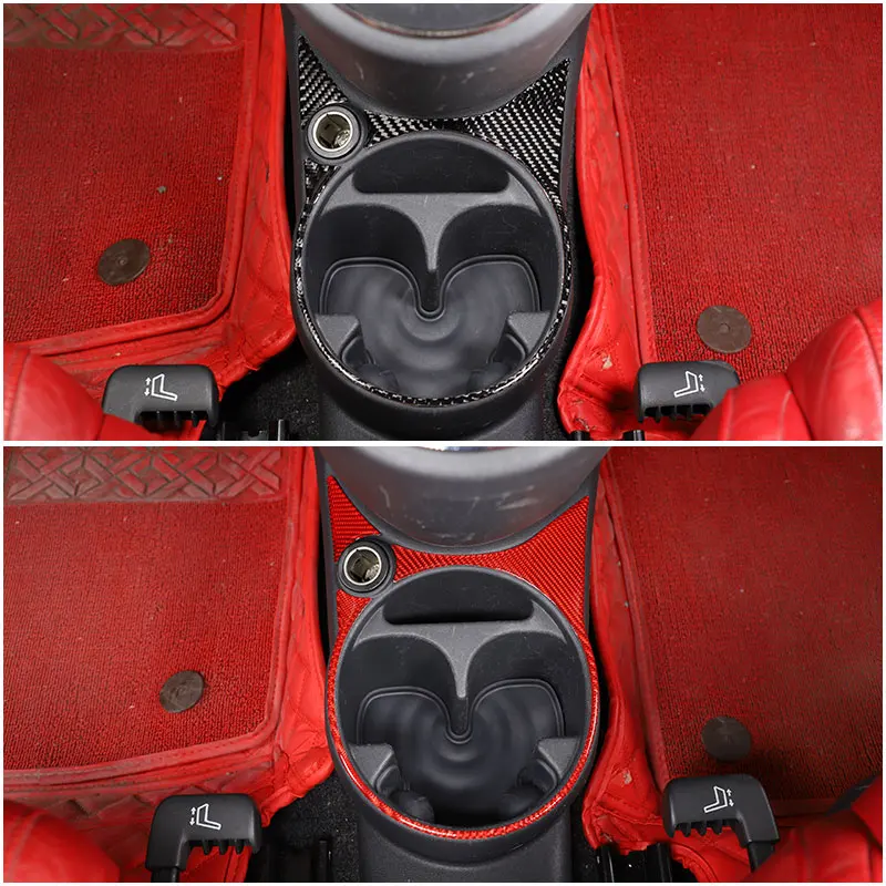 

For Fiat 500 2011-2019 real Carbon Fiber Car water glass Cup Holder Slot Panel Trim cover Sticker Car Accessories（Soft Carbon）