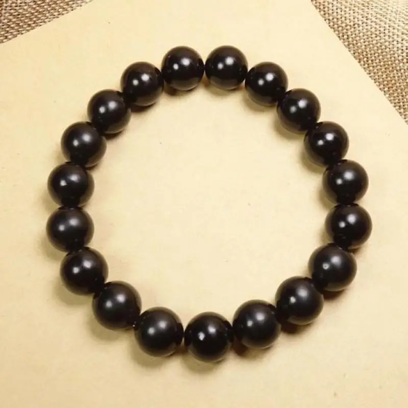 

Браслет из черного нефрита для мужчин и женщин, изящные лечебные круглые ювелирные украшения из драгоценных камней нефрита хэтяня нефрита, браслеты-обручи, 10 мм