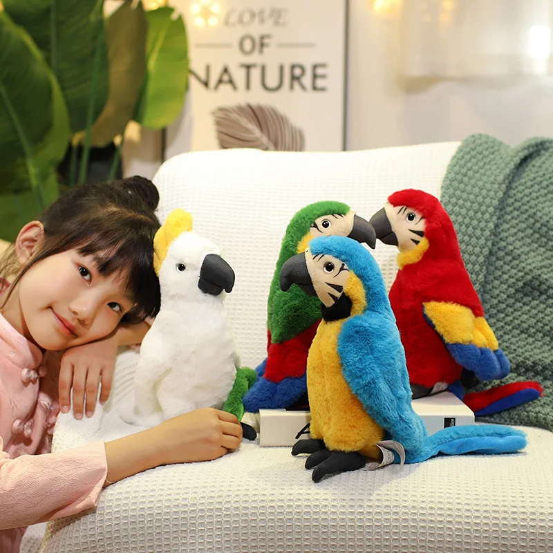 25CM Lifelike Bright Colorful Parrot Plush Toys Soft Simulation Wild Animals Stuffed Bird Doll Children Kids Gift Home Decor