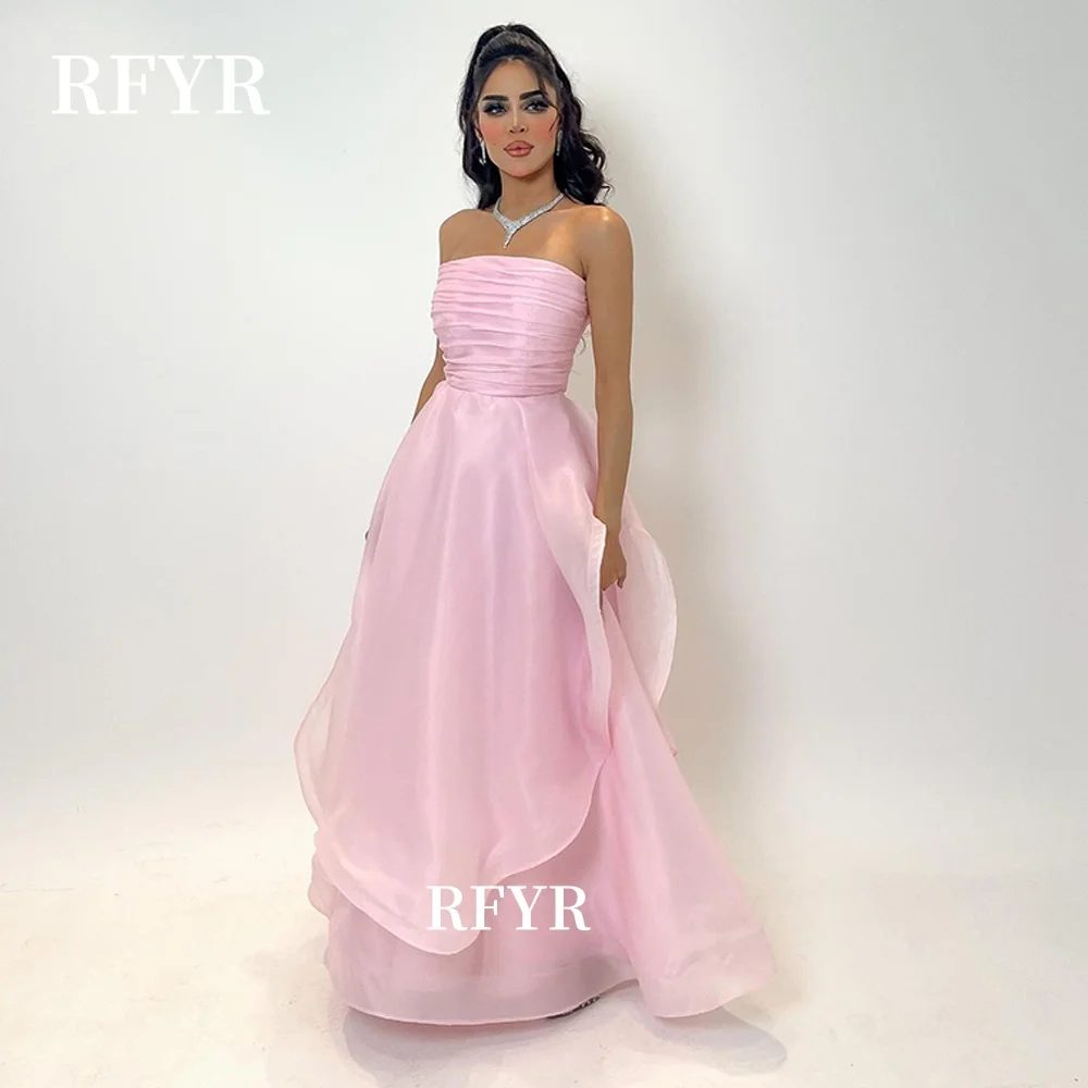 

RFYR A Line Evening Dresses Multilayers Strapless Pleats Party Dress for Princess فساتين مناسبة رسمية Customized