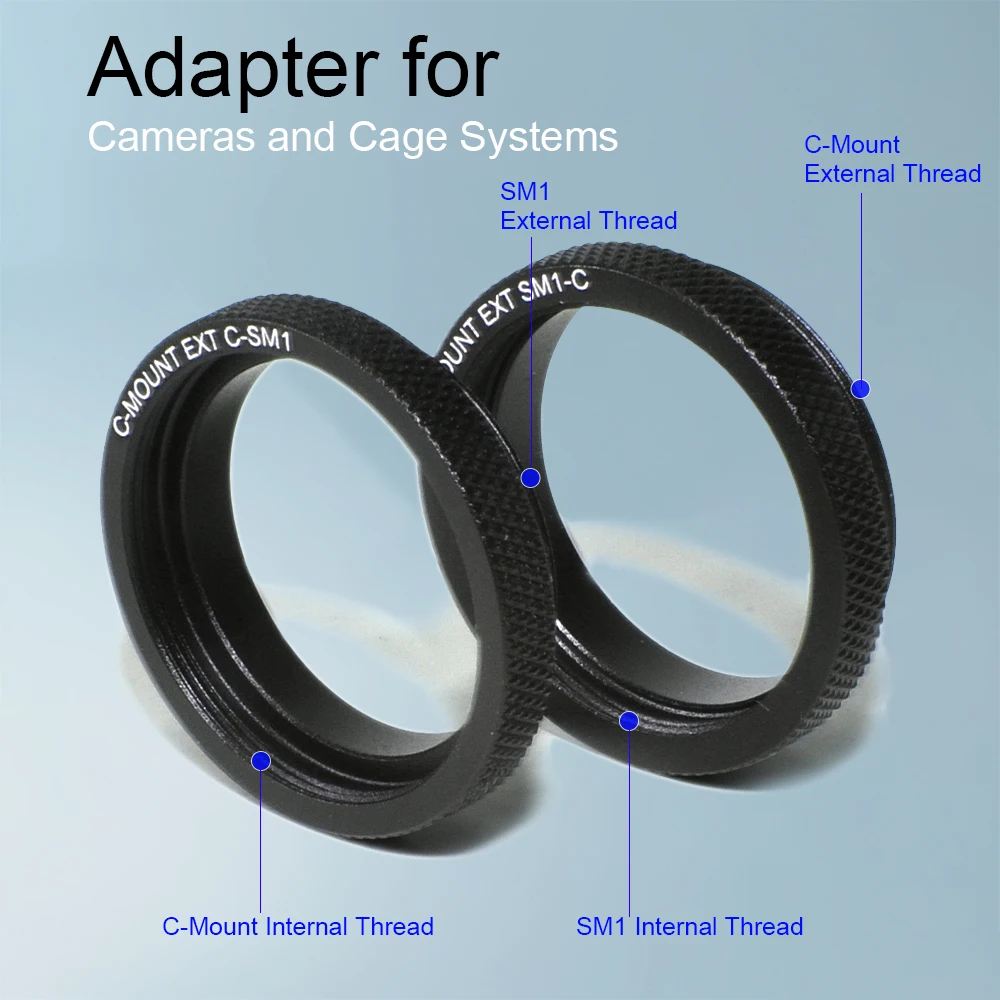 SM1 to C Thread Adapter Camera Lens Adapter Cage System SM1 Adapter with External SM1 Threads and Internal C-Mount Threads
