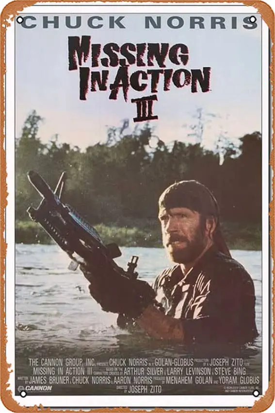 Retro Tin signs Braddock: Missing In Action III - 1988 - Original Poster - CHUCK NORRIS - Rolled - *Recalled Style* Tin Signs Re