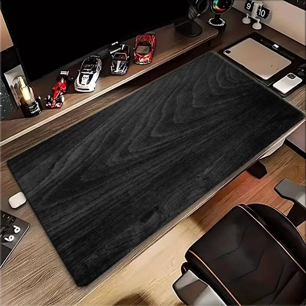 Large XXL Gaming Mouse Pad Desk Mat Keyboard Pad Dark Black Wood Grain Texture Print Non Slip Rubber Base  Simple Big Mousepads