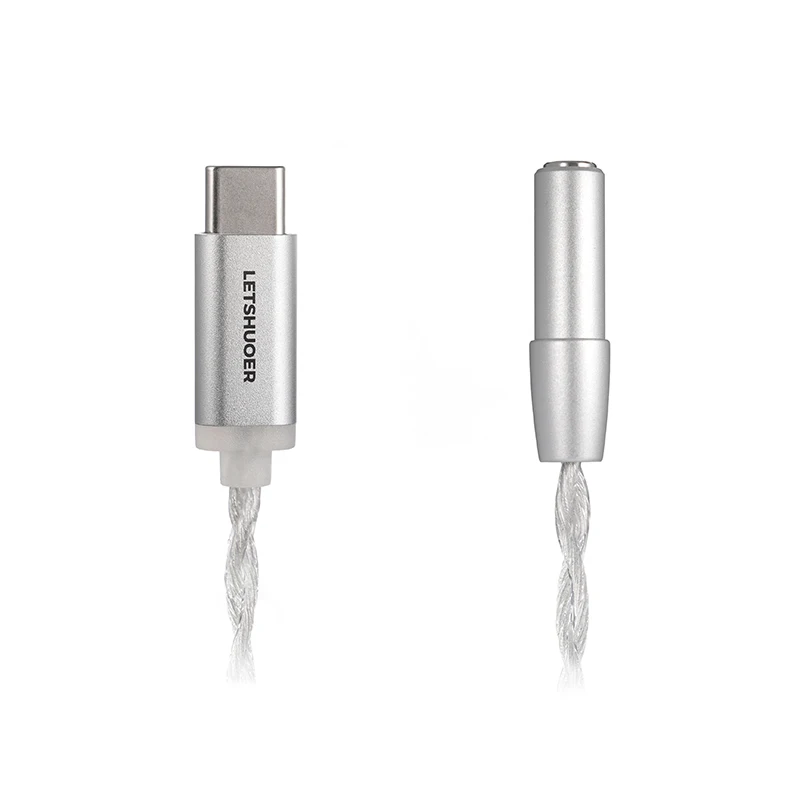 LETSHUOER DT01 PRO ประเภท C ถึงแจ็ค 3.5 มม.อะแดปเตอร์หูฟัง DAC 384 kHz/32bit หูฟังแบบพกพาเครื่องขยายเสียงสําหรับโทรศัพท์/เครื่องเล่น