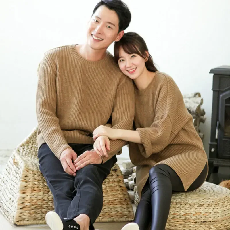 Family Look Mom Dad And Son Daughter Clothes Parent-Child Matching Winter Autumn Outfit Women Girls Knit Dress Man Boy Sweater