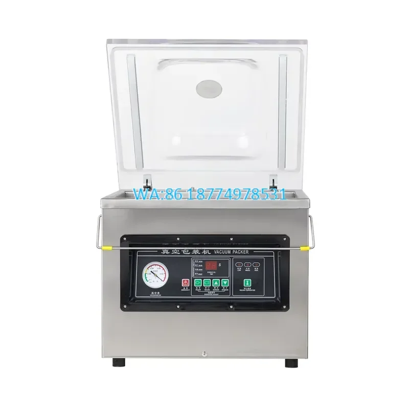 Wmwmnu for DZ500 Stainless Steel 304 Automatic Vacuum Packer Nitrogen for Food Fruit Vegetable Meat Textiles Pouch Foil Glass