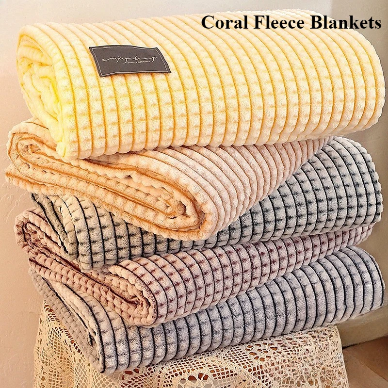 

Coral Fleece Blankets Office Nap Sofa Throw Flannel Blanket Children's Adult's Air Conditioning Carpet