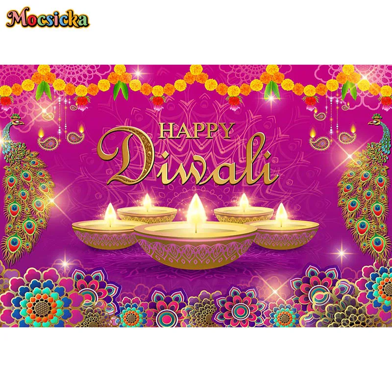 Happy Diwali Photography Backdrop Festival Party Deepavali Supplies Decor Banner Photo Wallpape Birthday Background Photocall