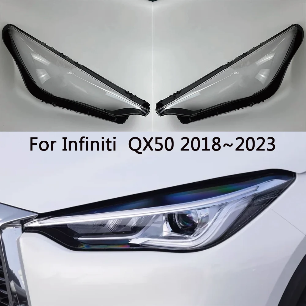 

HTTCY For Infiniti QX50 2018 2019 2020 2021 2022 2023 Car Headlamp Cover Headlight Lamp Shell Transparent Lampshade Housing
