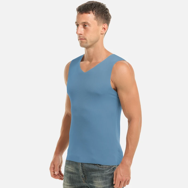 

5PC Ice Silk Traceless vest for men, a thin summer style, with a solid-color sports waistcoat as the base and a quick-drying fit