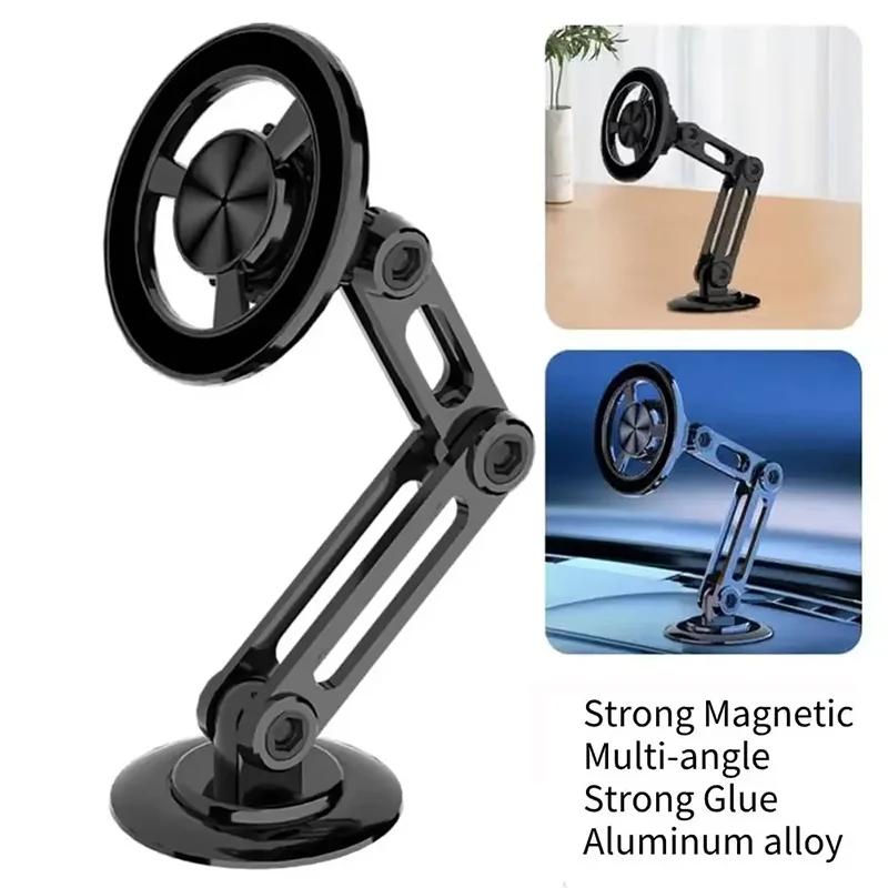 360 °   Drehbarer Metallhalter, starker magnetischer Telefonhalter, faltbarer Handy-Ständer, GPS-Handyhalterung für iPhone, Xiaomi, Huawei