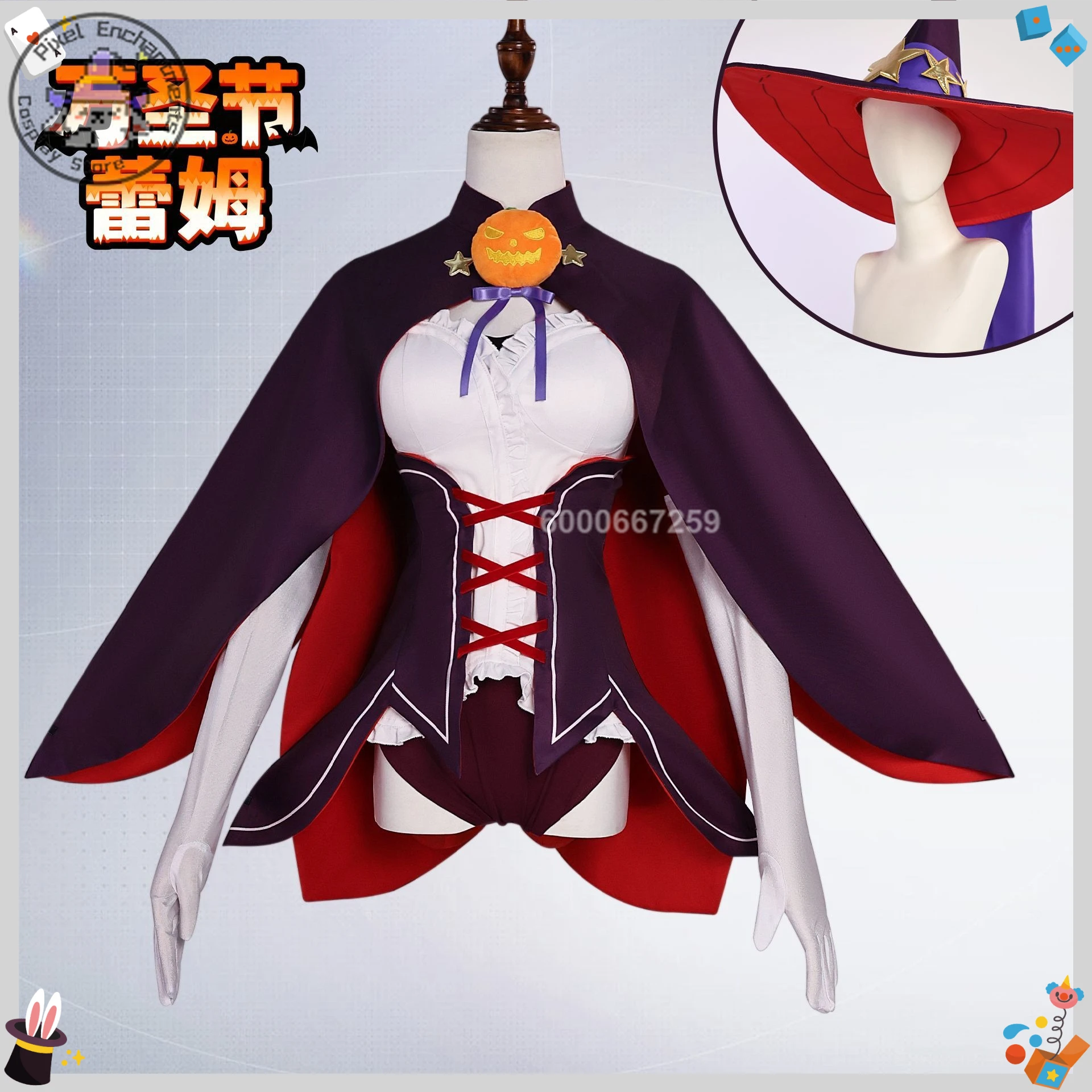 

Re:ZERO Cosplay Costume Anime Rem Halloween Outfit Hat Wig Full Set Fahsion Role Playing Clothes for Women Comic Con Party Suits