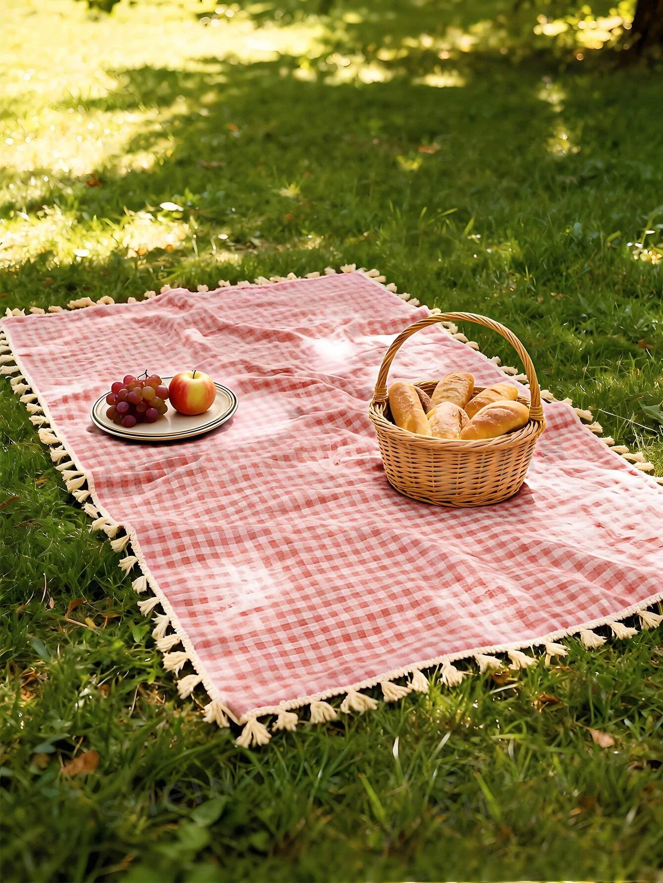 1PC Pink and White Grid Outdoor Picnic Mat Table Mat Reusable Picnic Party Gathering Living Room Dining Room Home Decoration