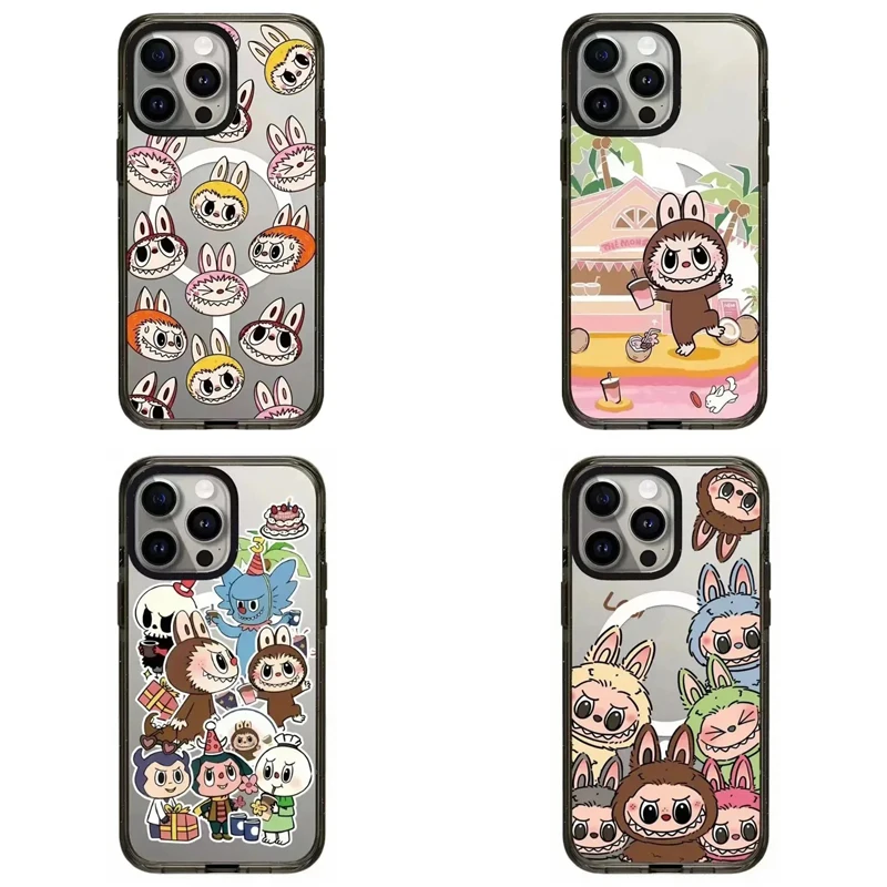 

Acrylic Black Border Cartoon Doll Pattern iPhone 11 12 13 14 15 16 Pro Max Protective Case with MagSafe