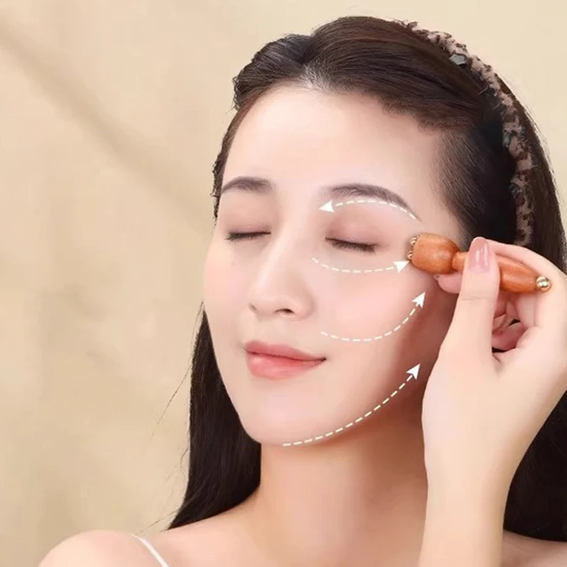 Professional Lotus Seedpod Beauty Brass & Rosewood Facial Gua Sha Tool Eye Relaxation Spot Meridians Acupoint Massage Handheld
