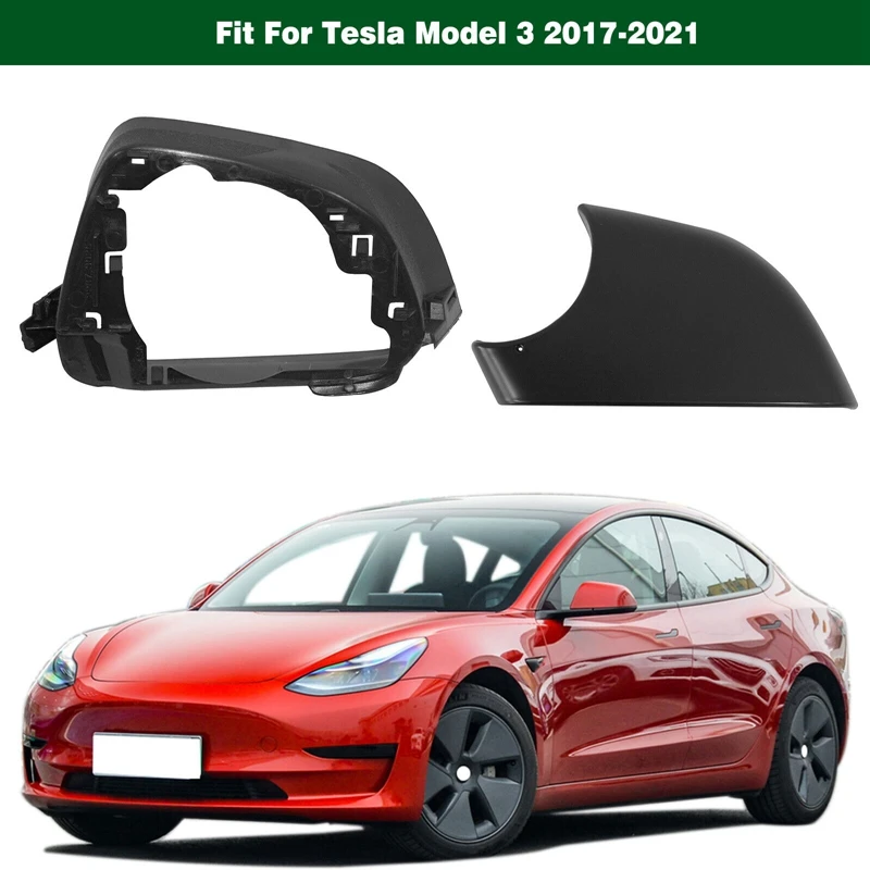 

AU04 -Car Left & Right Side Door Mirror Lower Cover With Frame Black For Tesla Model 3 2017-2021