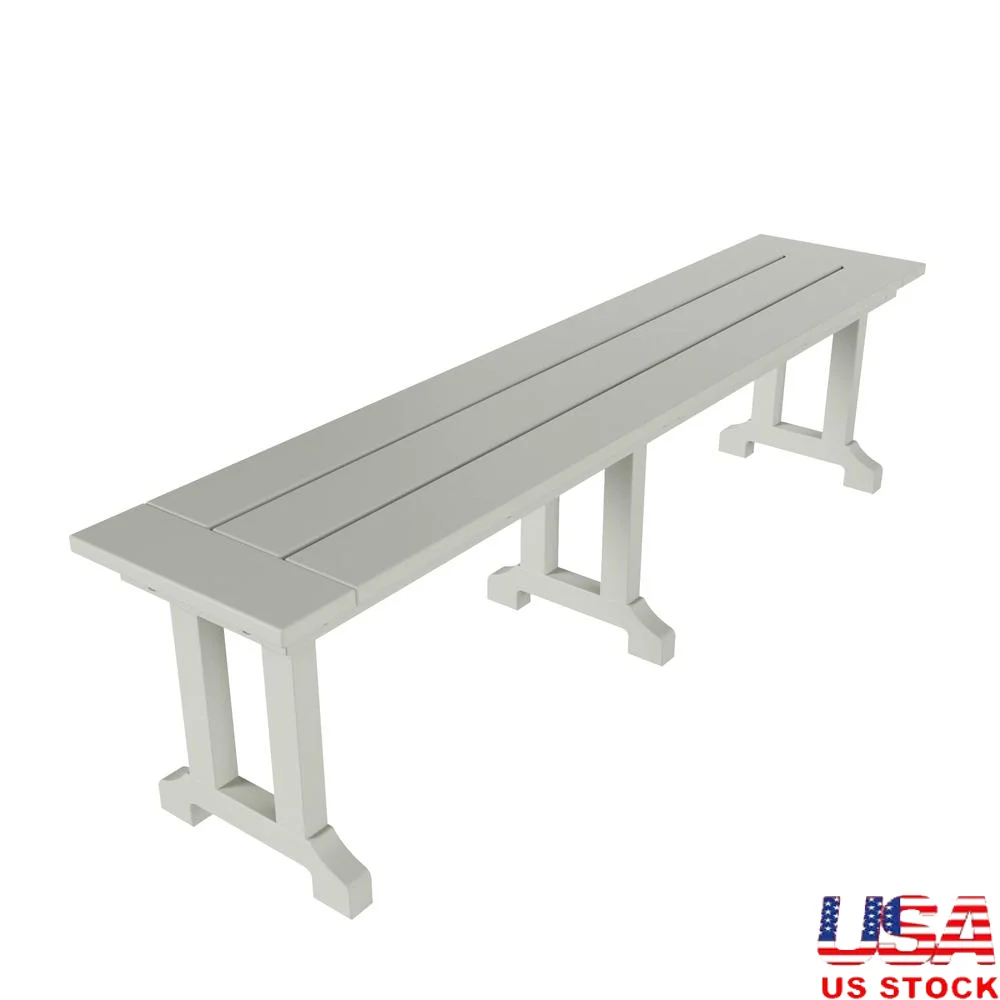 

65" Outdoor Poly Lumber Bench Seat Chair UV Weather Resistant Home Office Restaurant Furniture 4 Person Capacity Modern Design