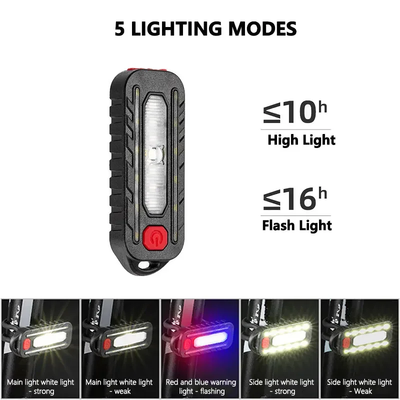 Mini LED Flashlight USB Rechargeable Bike Light Portable Pocket Flashlight Keychain Lamp Bicycle Taillight Flash Warning Light