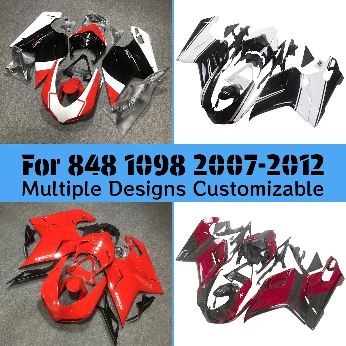 

Motorcycle Fairing Kit for DUCATI 848 2007-2012 Aftermarket Bodywork Fairings ABS Injection 1098 07-12