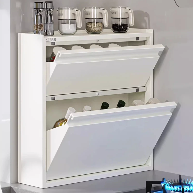 Space-saving Narrow Slit Seasoning Cabinet Kitchen Multi-functional Anti-pollution Storage Rack Load-bearing Kitchen Organizer