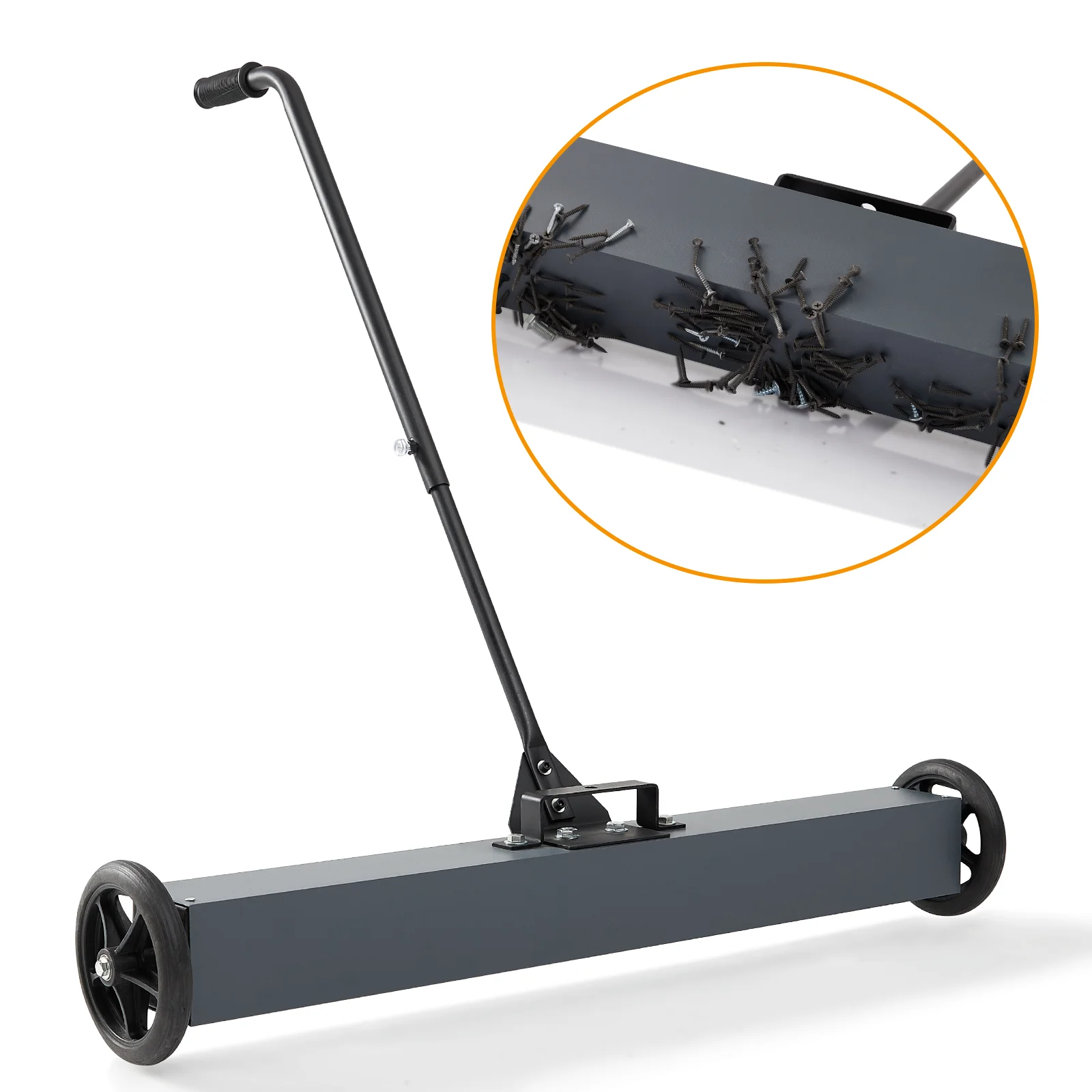 Rolling Magnetic Sweeper with Wheels Push-Type Magnetic Pick Up Sweeper Large Magnet Pickup Lawn Telescoping Sweeper