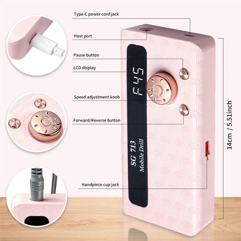 مثقاب أظافر لاسلكي عالي السرعة، مطحنة أظافر عالية السرعة مناسبة للاستخدام المنزلي باللون الأبيض