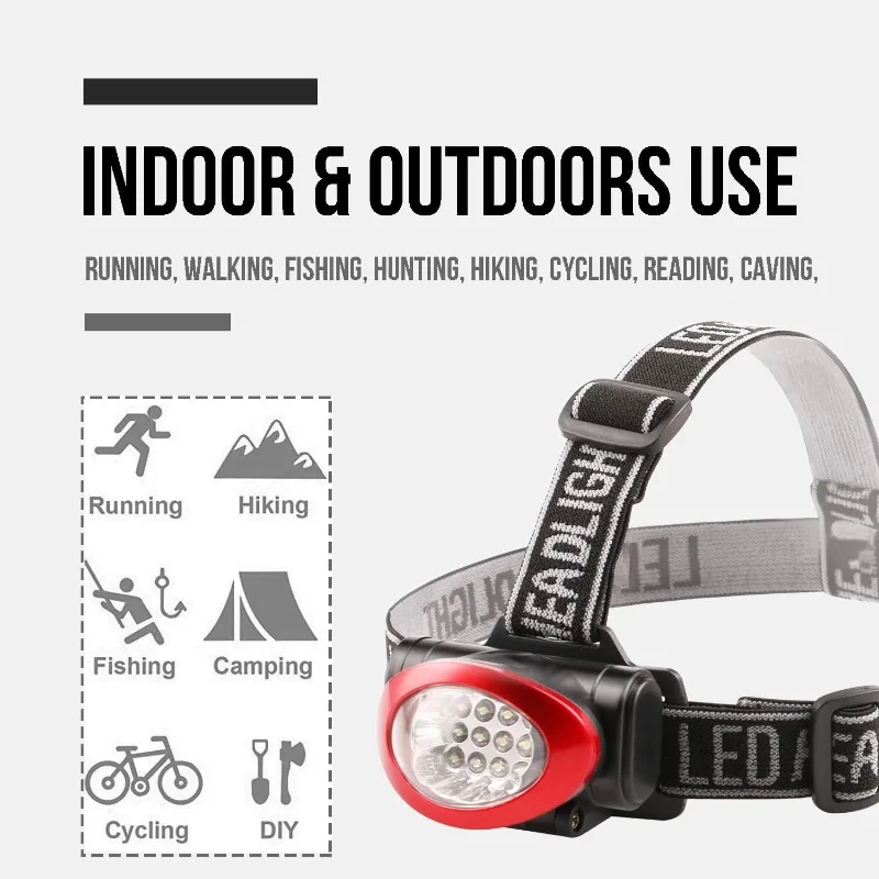 Lichamp Headlamp, 10 Pack 12 LED 3 Mode Portable Head Lamp Flashlight, Outdoor Lightweight Durable Headlight for Running