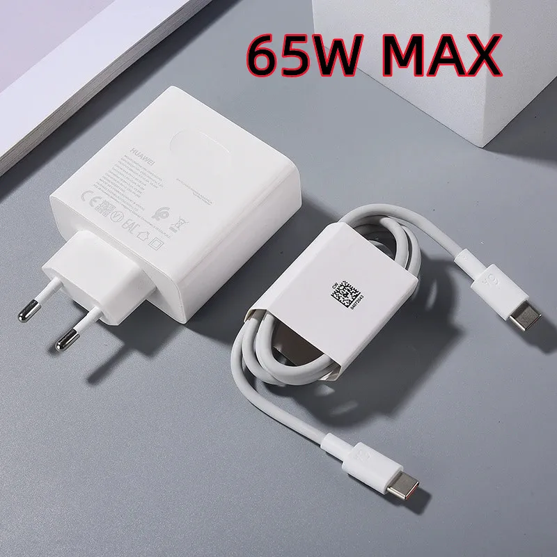 

HUAWEI Matebook 16 D16 15 GT 14 13 XS X Pro E Зарядное устройство 65 Вт PD Fast Charge Адаптер питания европейского стандарта + 1 м/1,5 м/2 м 6 А USB C к кабелю типа C