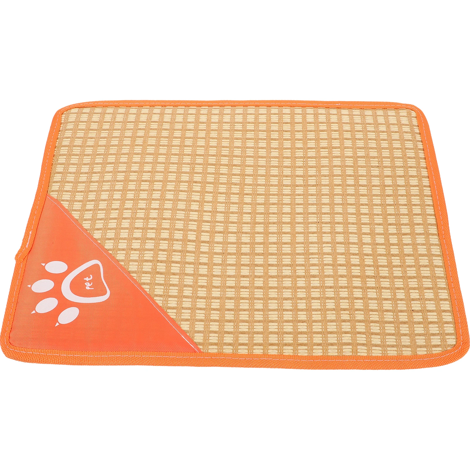 

Summer Cooling Pet Mat Lightweight Foldable Cat Dog Bed Orange S Nonskid Durable Comfortable Straw Material Pet Cooling Pad