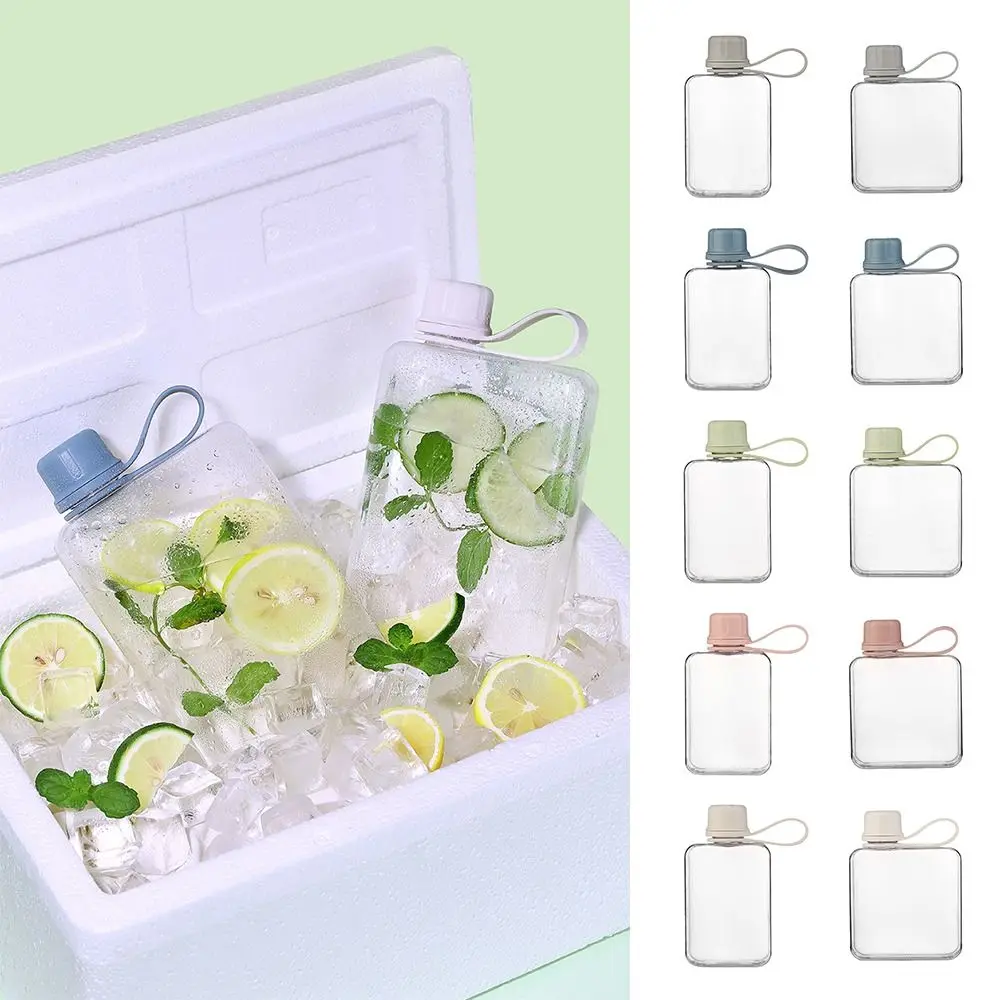

Portable 240ml/320ml Water Bottle Multicolor Rectangle Water Cup Flat Good-looking Fruit Tea Cup Kettle Outdoor Sport