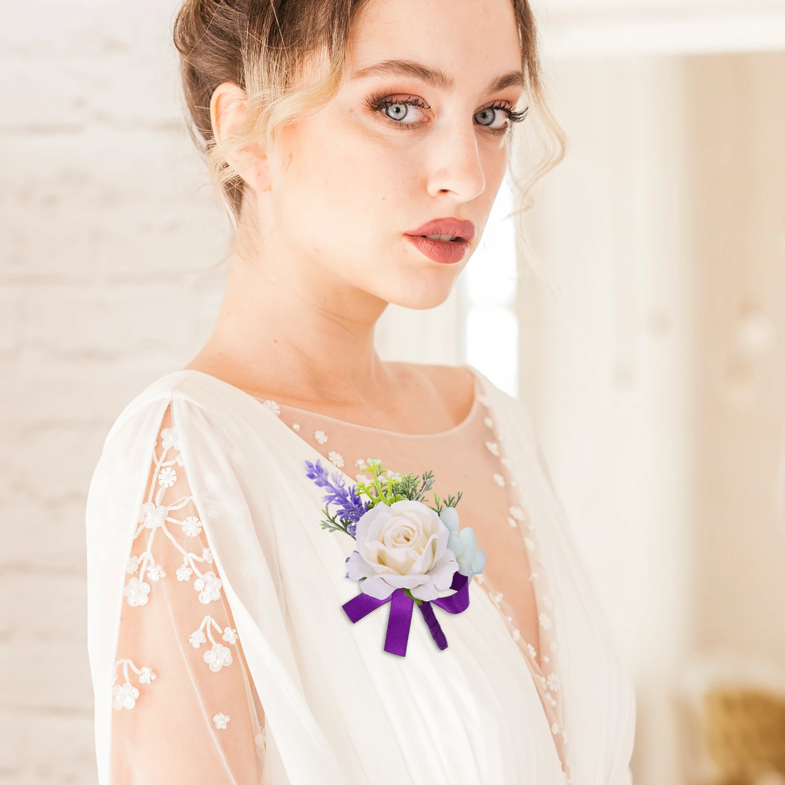 

1 set Artificial Flower Bridal Corsage Set Wedding H Flower Wrist Corsage Boutonniere Bride Groom Decorative Accessories Classic