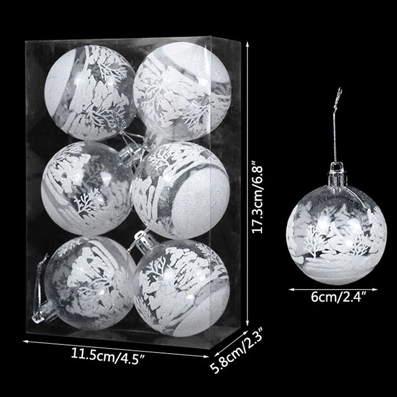 6 pezzi pendenti con palline di natale da neve trasparenti per la decorazione dell'albero di natale palline trasparenti ornamenti appesi decorazione di natale