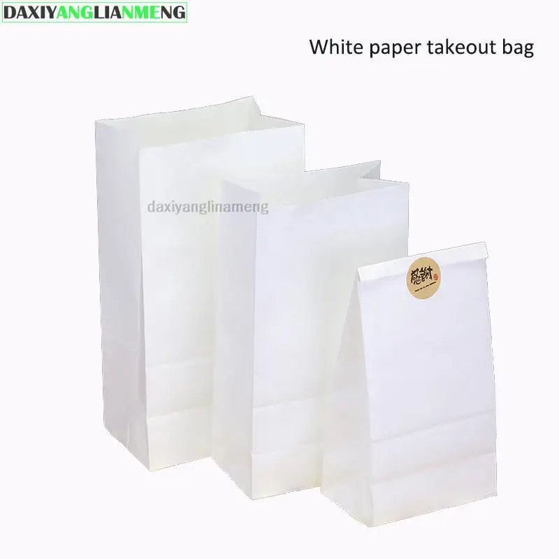 100pcs/lot 7 Sizes White Paper Gift Bags Sandwich Bread Candy Bags Takeout Fast Food Bags Party Wedding Favour fast shipping