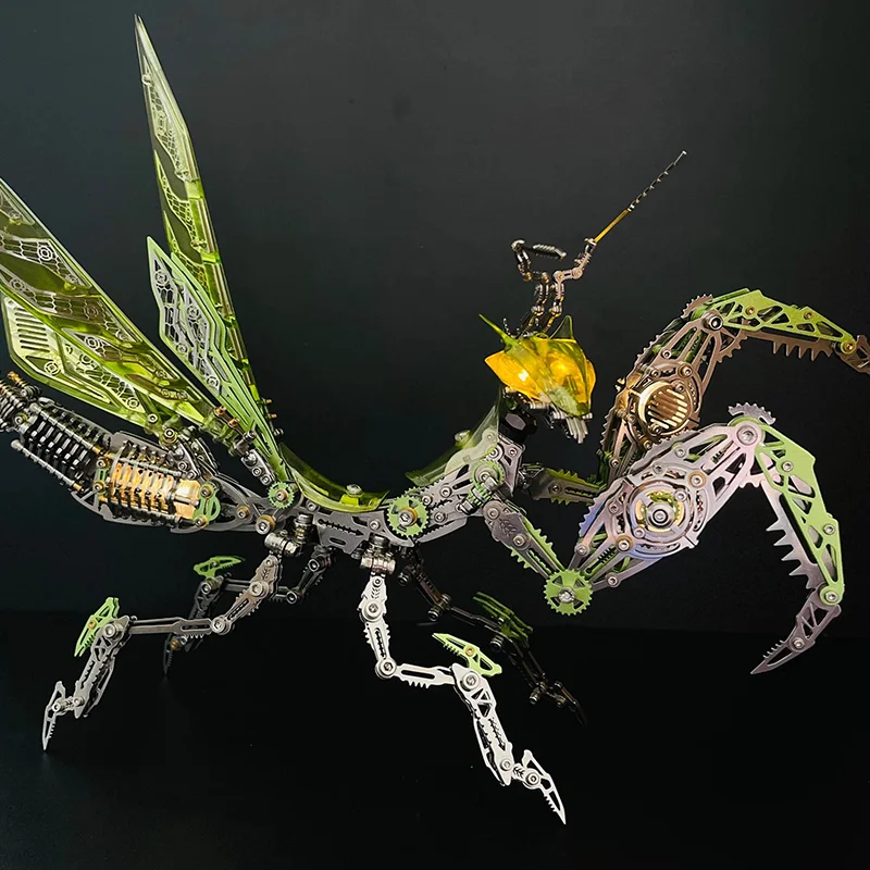 DIY Punk 3D Metal Puzzle Mech Gear Mechanical Assembly Luminous Insect Mantis Model Kit Personalized Gift Toy