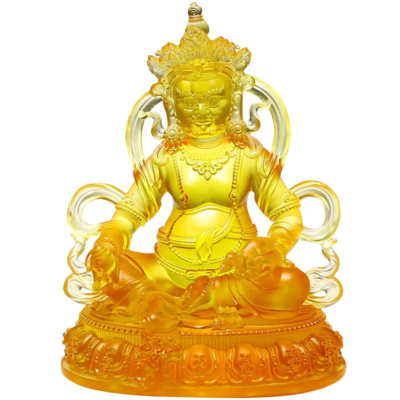 Glazed yellow God of Wealth Buddha statue home entrance Wanfo ornament