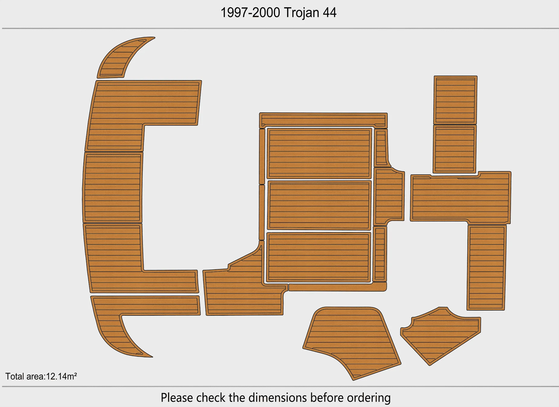 Anti-Skid EVA Faux Teak Self-Adhesive 6mm Boat Decking Pad for 1997-2000 Trojan 44 Yacht Cockpit Durable Marine Floor