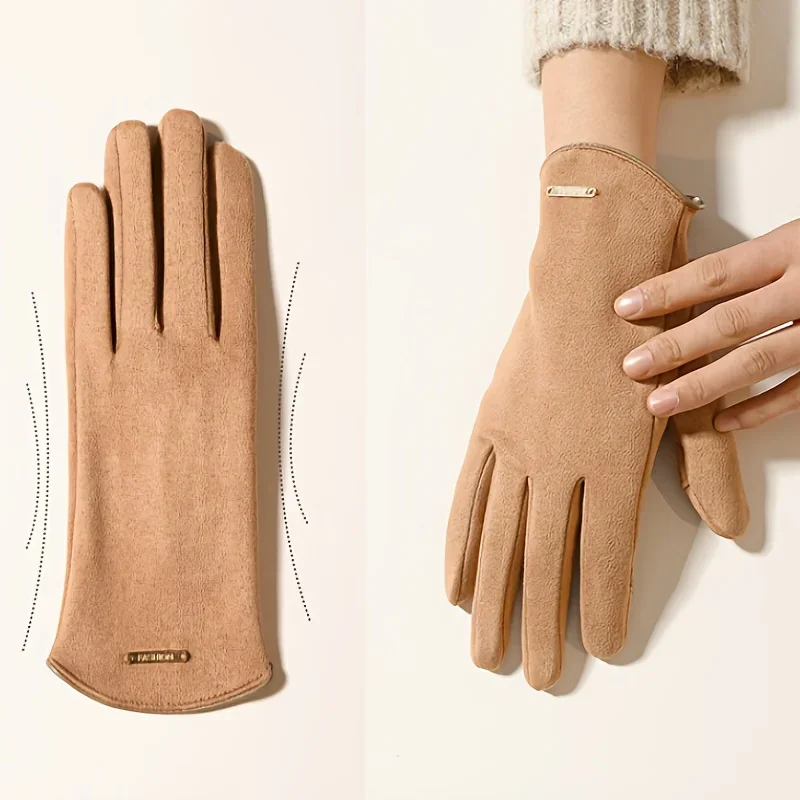 Winterhandschuhe für Damen – Touchscreen-Handschuhe aus Wildleder mit warmem Fleecefutter als Geschenk
