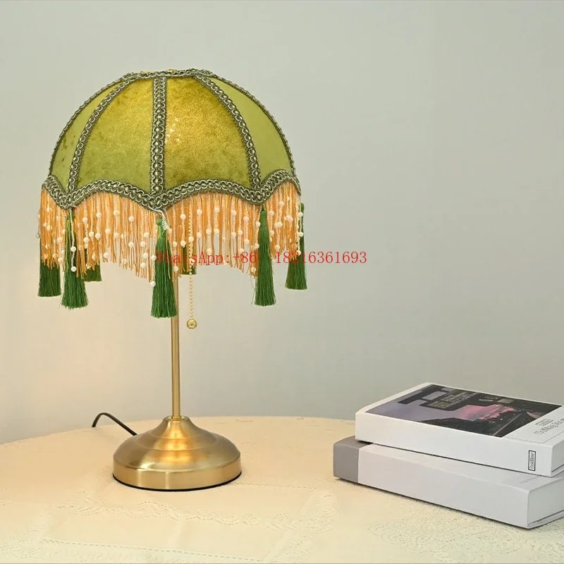 2026GOOD Tassel Retro Drawstring Desk Lamp Bedroom Bedside Soft Light Decoration Bedroom Atmosphere Night Light