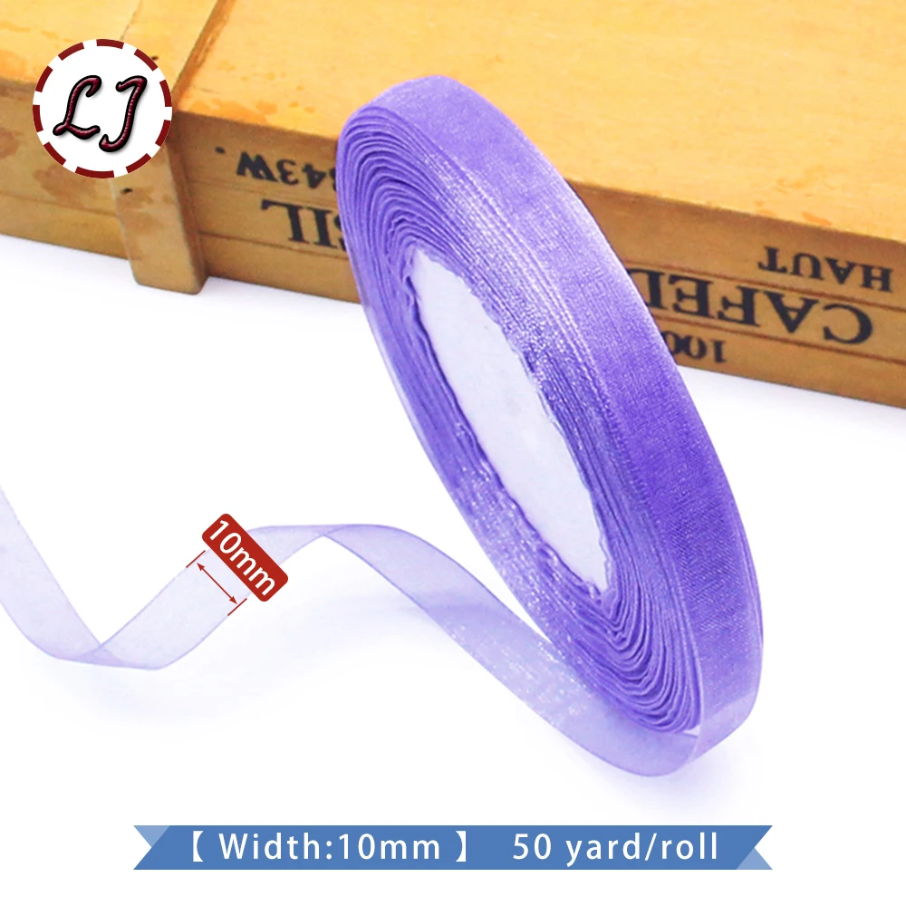 Brand high quality wide 10mm 50yd/lot organza ribbon trim for wedding craft bow gift party decoration Wrapping riband DIY