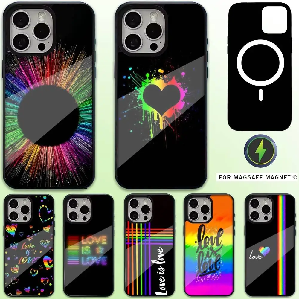 

Gay Lesbian LGBT Rainbow Phone Case For iPhone17,16,15,14,13,12,11 Plus,Pro Max Magnetic Magsafe Wireless Charging