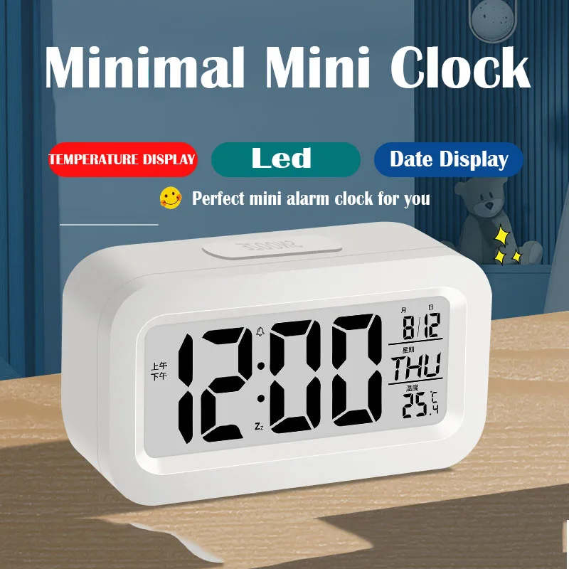 New Mini LED Digital Alarm Clock Suitable For Home Office Portable Candy Color Bedside Table Kids Bedroom Electronic Clock Decor