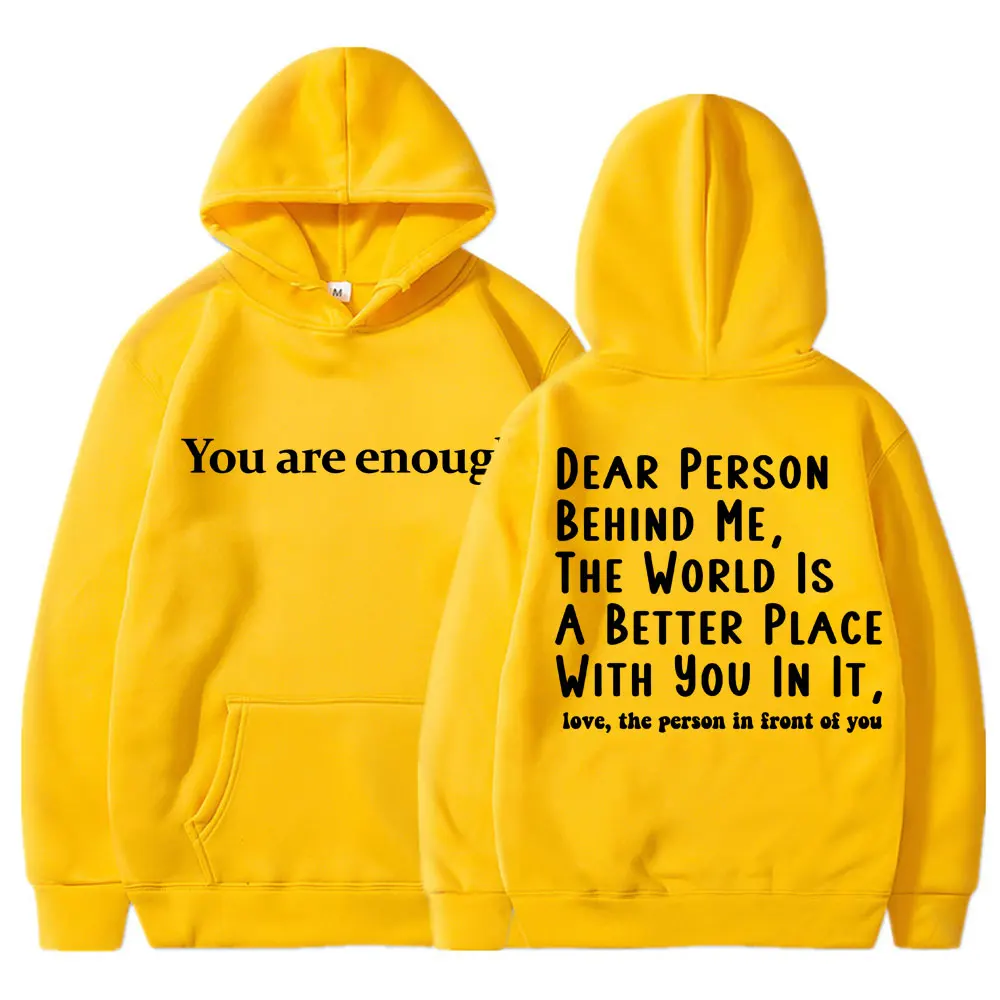 Du bist genug, lieber Mensch hinter mir – Kapuzenpullover für Männer und Frauen, Motiv: psychische Gesundheit, langärmelig, aus Fleece, warm, Oversize, lässiger Pullover. – Detail 10