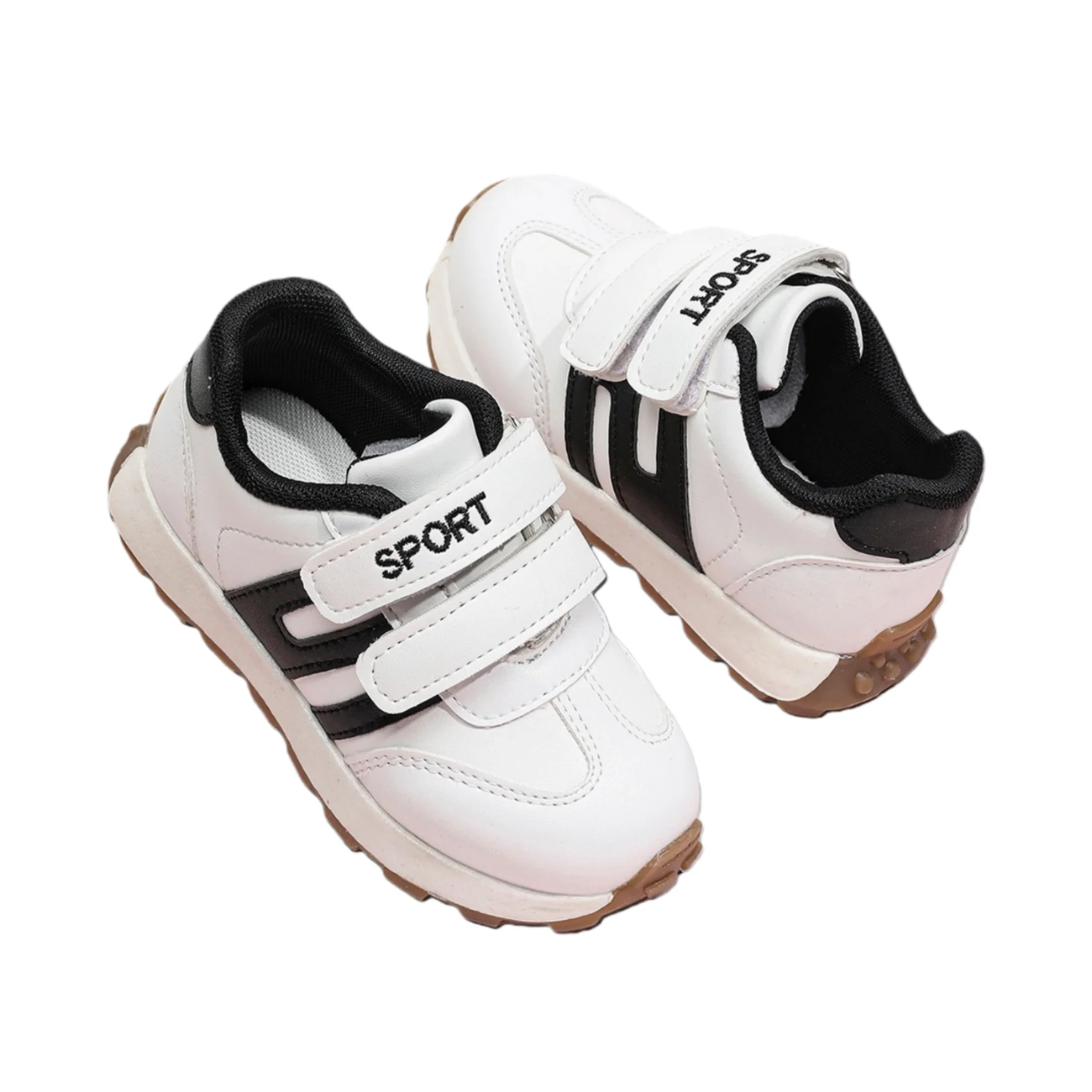 COMFY KIDS Classic Velcro Sneakers Non-Slip Soft Rubber Sole Toddler Walking Shoes for Boys Girls, Casual Sport White Shoes for