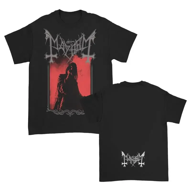 

2025 Mayhem Norwegian Band Black Metal Rock Dark Wind Red American Retro Punk Street Women's T-shirt High Street Short Sleeve