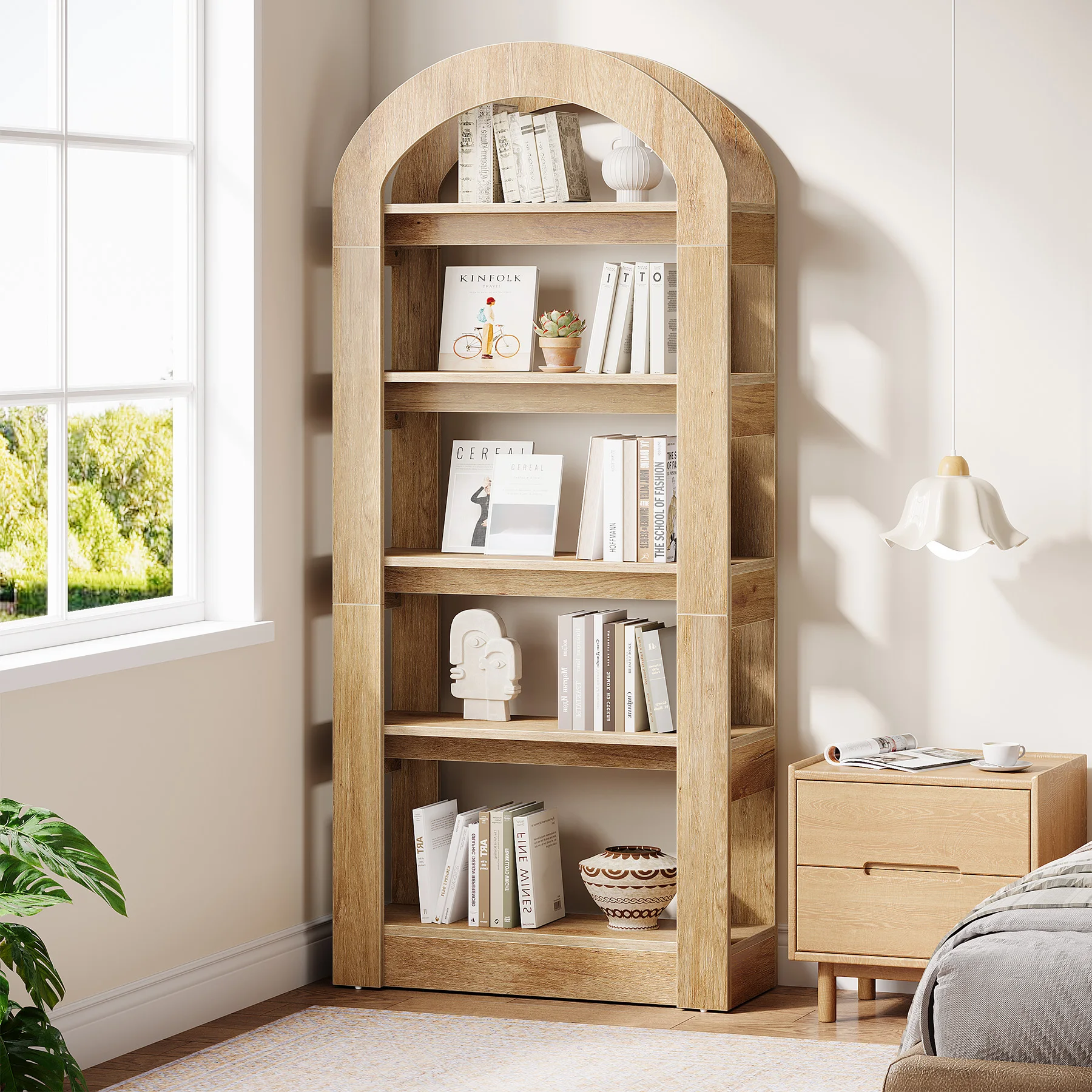 # Arch-Shaped 5-Tier Bookshelf Modern Design Beautiful And Cheap For Home Office Dining Kitchen Or Bathroom Use