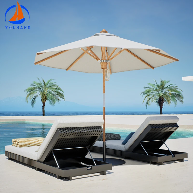 Factory Price Teak Wood Umbrella Parasol Outdoor Garden Umbrella Patio Wooden Patio Umbrella